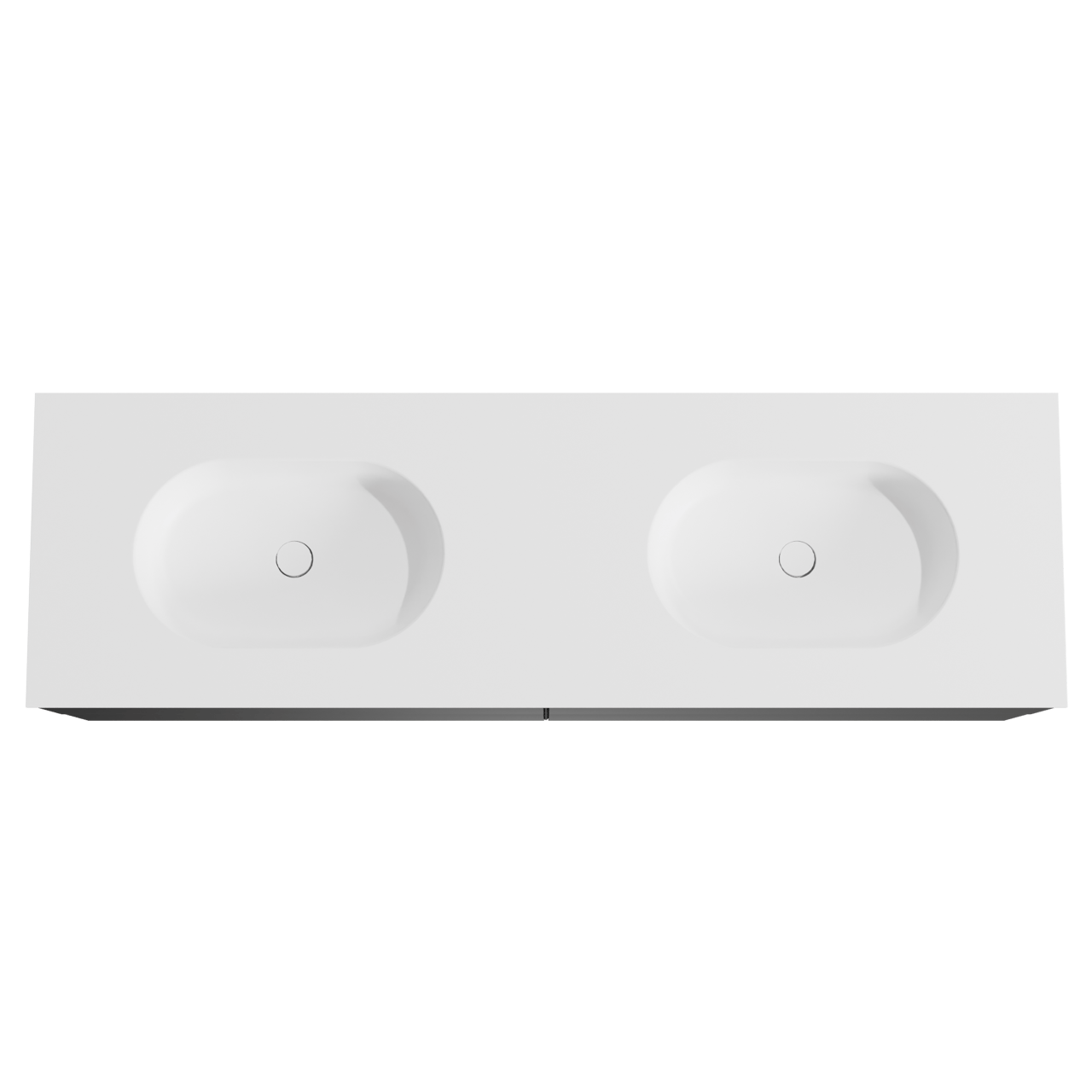 Balmani Mitra zwevend badkamermeubel 180 x 55 cm mat zwart met Tablo Oval dubbele wastafel in solid surface mat wit