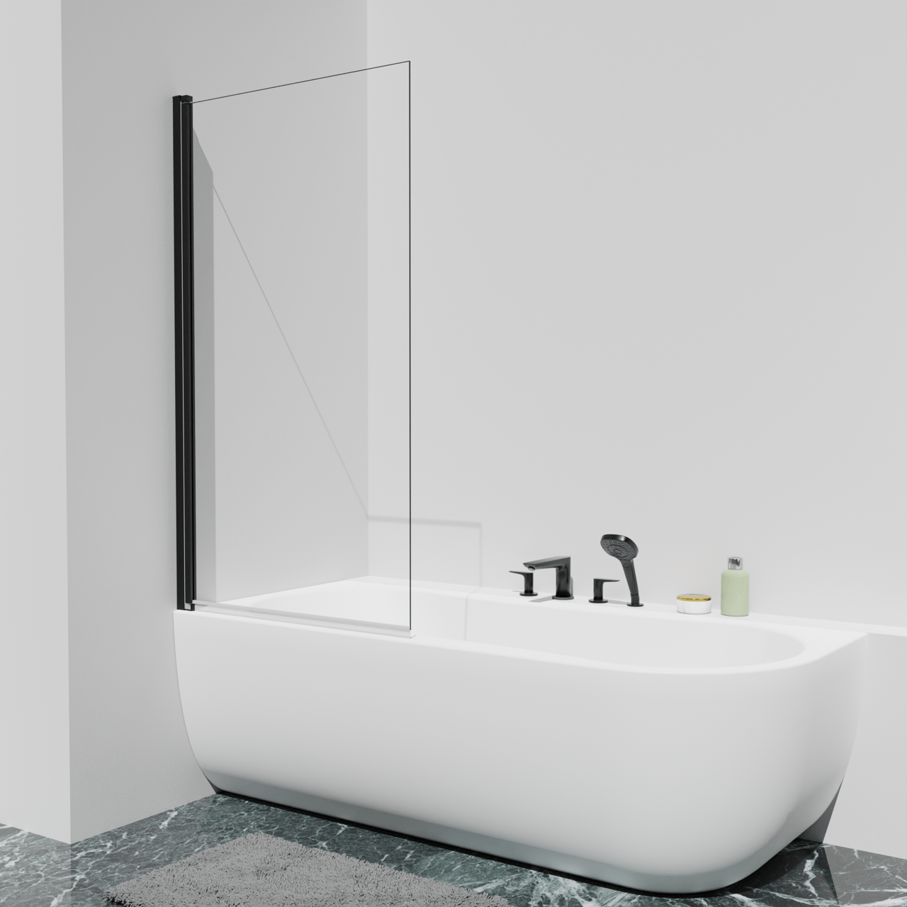 Luca Varess Kuresa enkele badwand 85cm helder glas mat zwart profiel