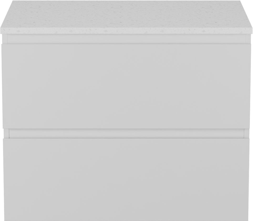 Linie Lado meuble salle de bains suspendu 70 x 46 cm blanc mat avec Lado tablette simple en mélaminé terrazzo blanc