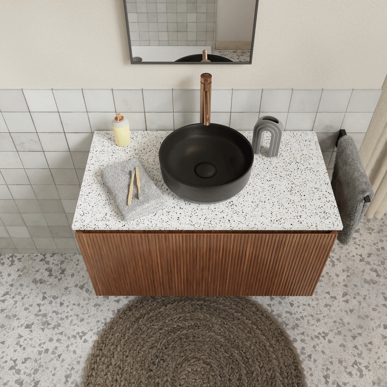 Storke Tavola tablette simple blanc/noir terrazzo mat 95 x 52 cm