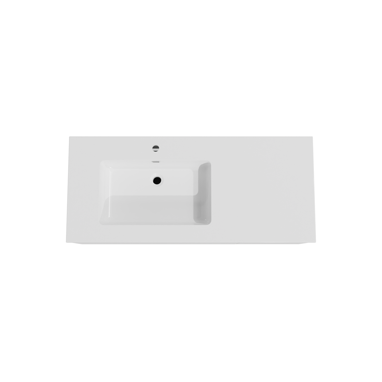 Storke Edge meuble salle de bains suspendu 120 x 52 cm blanc mat avec Diva vasque asymétrique gauche en marbre composite blanc brillant