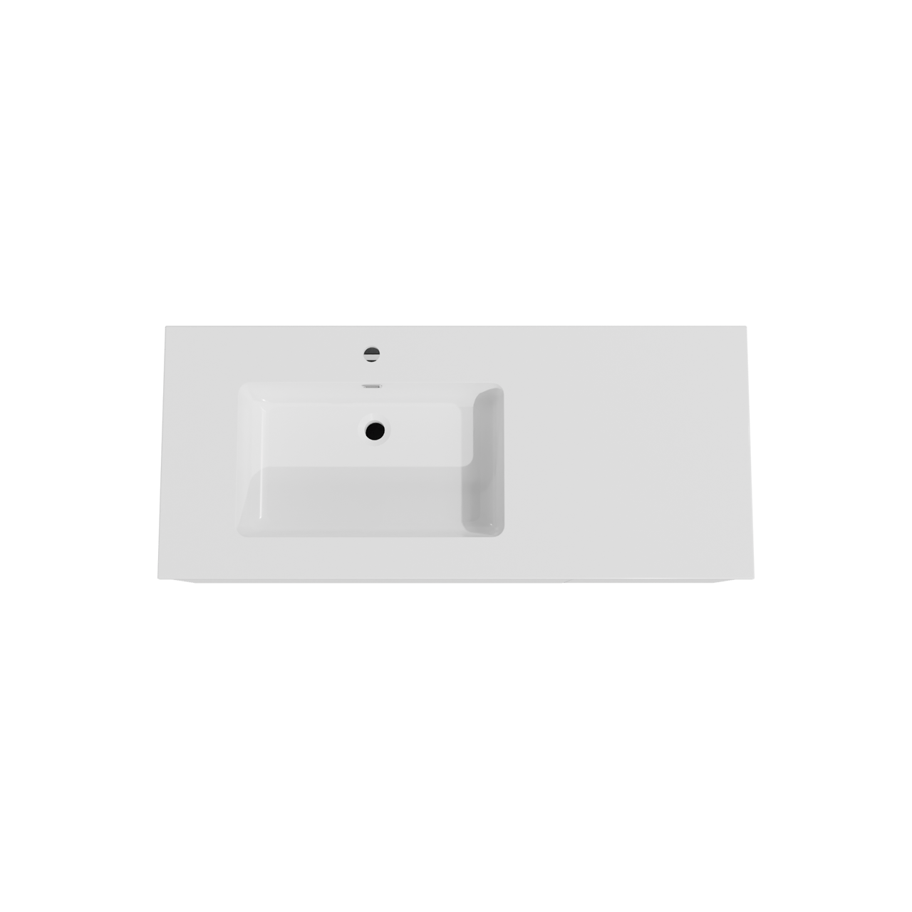 Storke Edge meuble salle de bains suspendu 120 x 52 cm blanc mat avec Diva plan vasque asymétrique à gauche en marbre composite blanc brillant