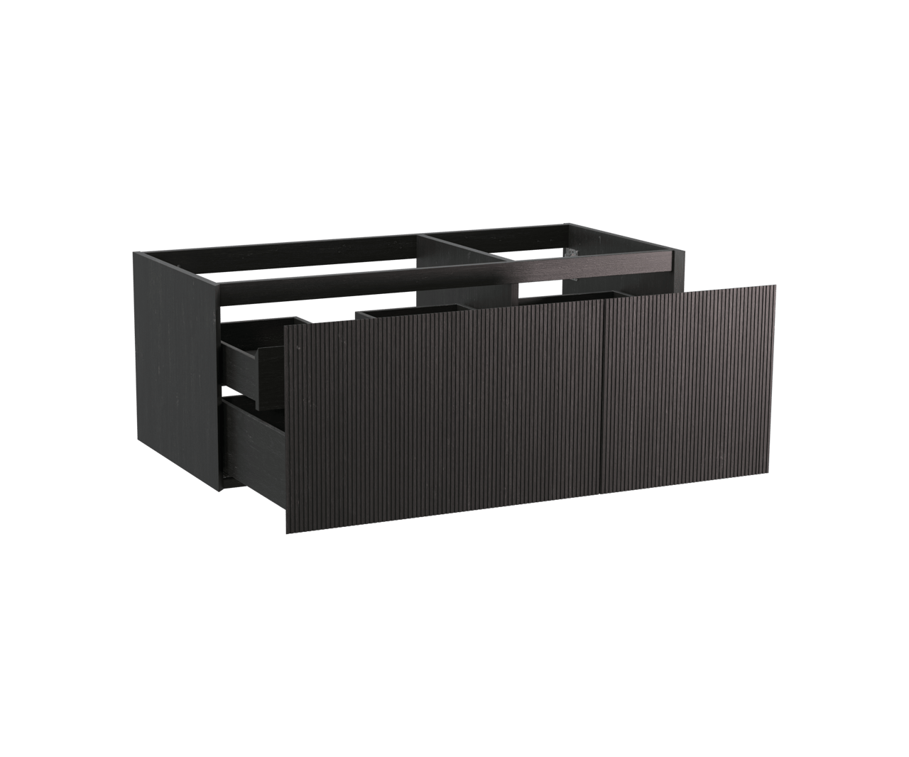 Balmani Fila meuble sous-vasque suspendu 120 x 55 cm asymétrique à gauche placage chêne noir 4 tiroirs