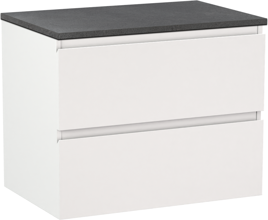 Linie Lado zwevend badkamermeubel 70 x 46 cm mat wit met Lado enkel tablet in melamine leisteen grijs