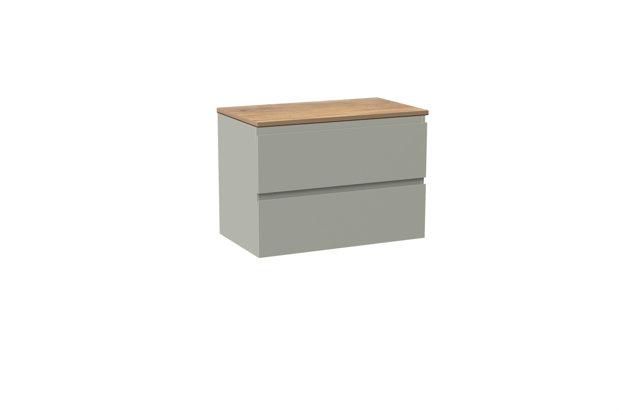 Linie Lado zwevend badkamermeubel 80 x 46 cm greige met Lado enkel tablet in melamine natuur eik