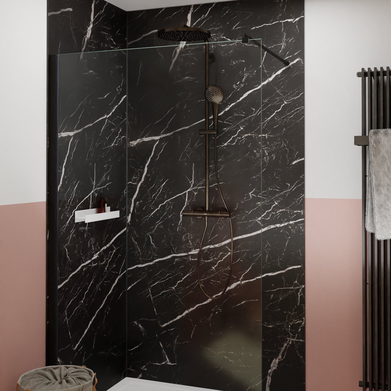 BLAUFOSS Nola 300 opbouw regendoucheset thermostatische kraan Brushed GunMetal