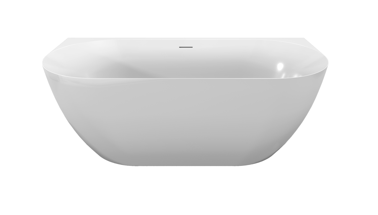 Luca Varess Otello halb freistehende Badewanne: 170 x 80 cm, Acryl, Weiß Glänzend