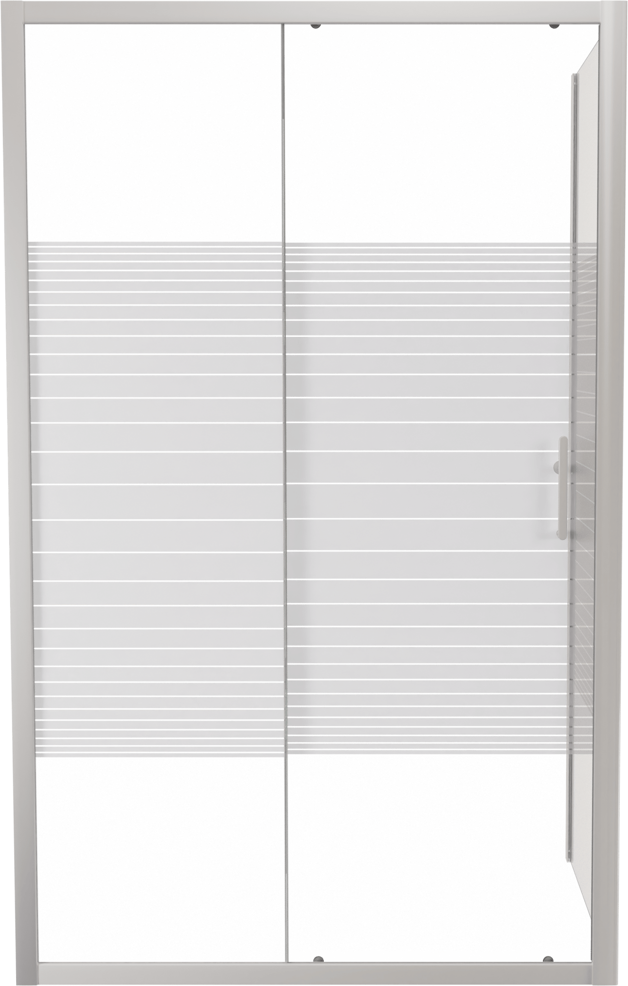 SanyOne Anton douchecabine met schuifdeur en vaste zijwand, 120 x 90 cm, gestreept glas, witte profielen