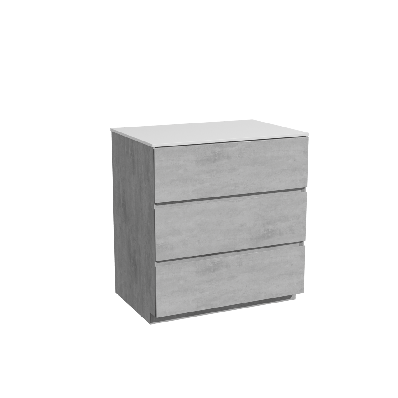 Storke Edge freistehendes Möbelstück Set: 75 x 52 cm, Beton dunkelgrau, mit Tavola Einzel Waschtischplatte, Solid Surface Weiß matt