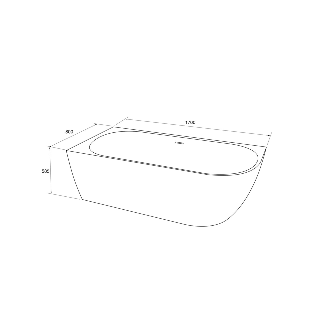 Luca Varess Otello 2-Personen-Eckbadewanne: links, 170 x 80 cm, Acryl, Schwarz Matt