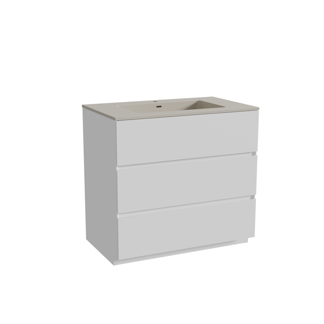 Storke Edge freistehendes Möbelstück Set: 85 x 52 cm, Weiß matt, mit Diva Einzelwaschtisch, Top Solid Seidengrau