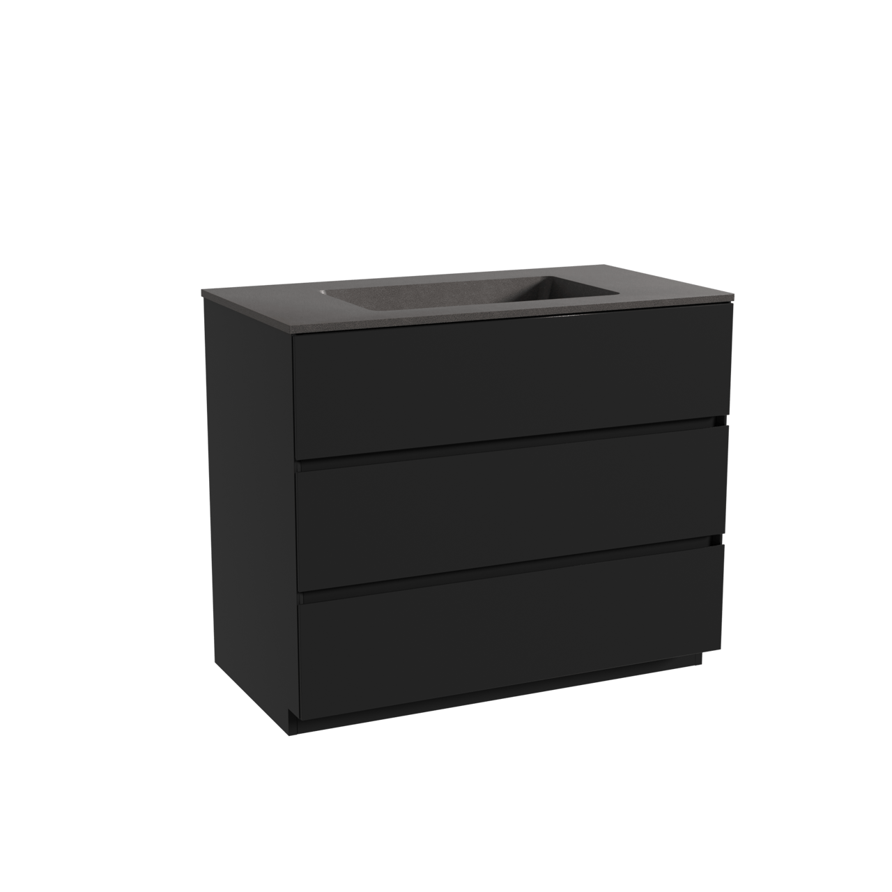 Storke Edge meuble salle de bains à poser 95 x 52 cm noir mat avec Scuro plan simple en quartz noir mat