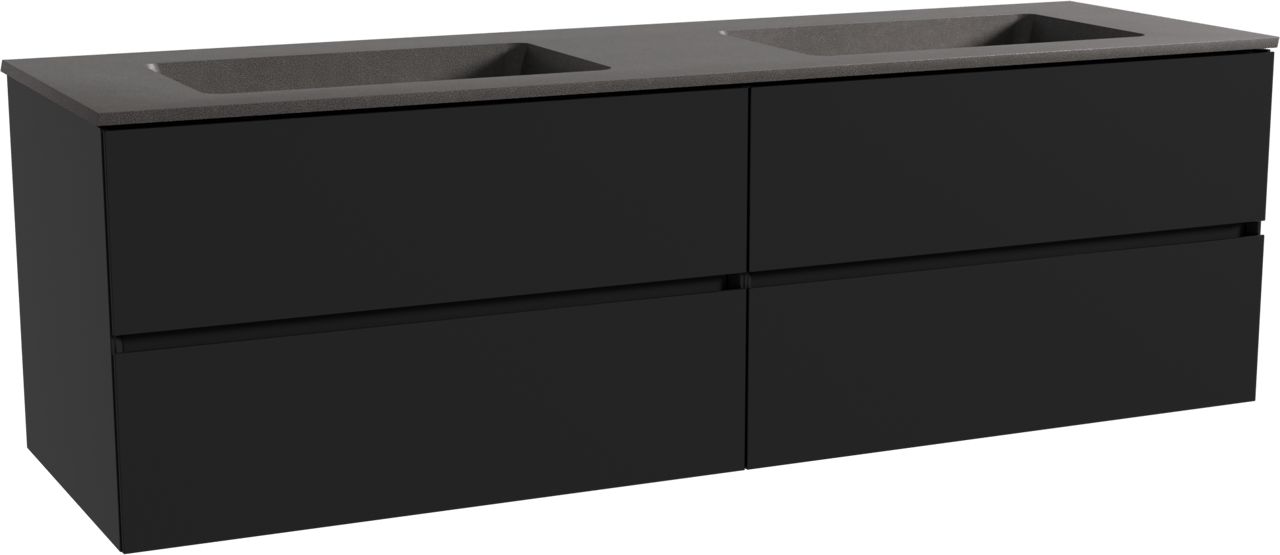 Storke Edge meuble salle de bains suspendu 170 x 52 cm noir mat avec Scuro double vasque en quartz noir mat