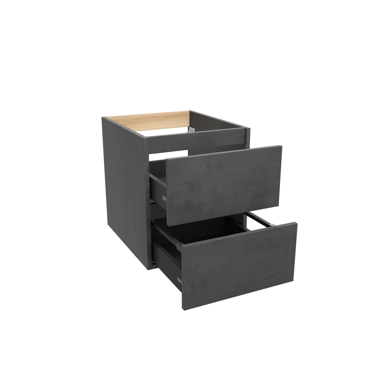 Balmani Lucida hängender Waschbeckenunterschrank: 45 x 55 cm, Beton dunkelgrau, 2 Schubladen