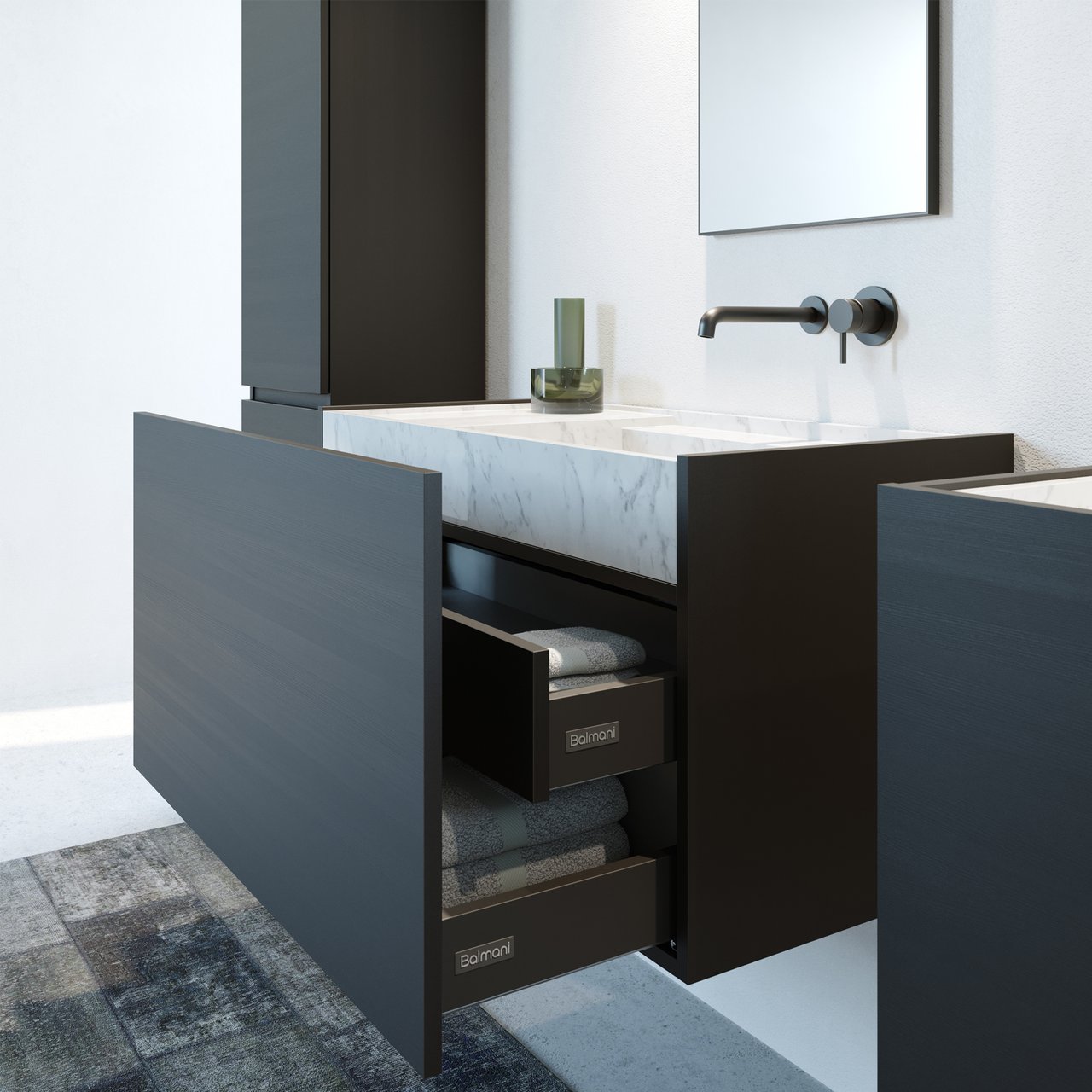 Blaufoss Round robinet de lavabo encastré noir mat incl élément intégré