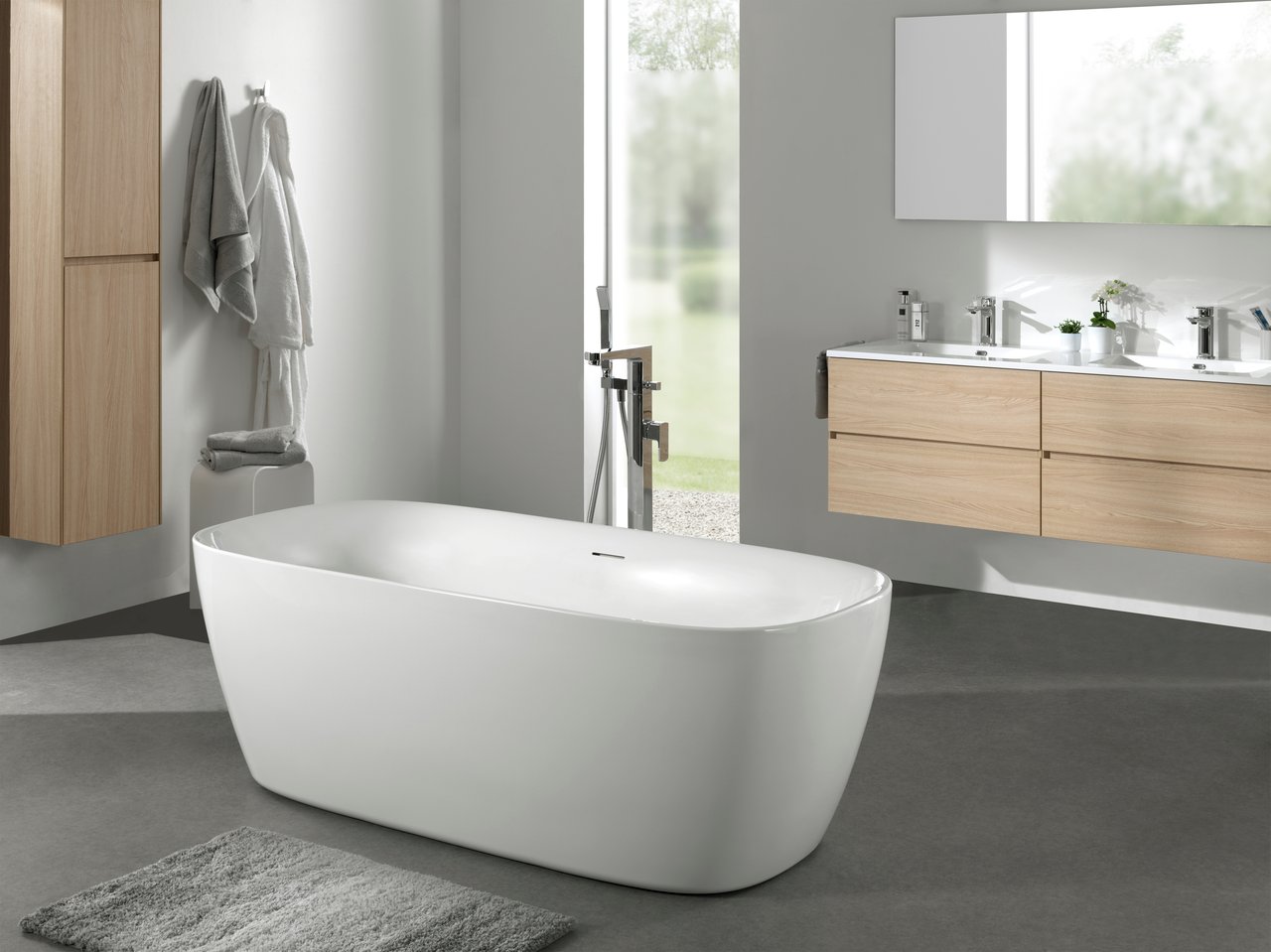 Luca Varess Plutonia baignoire îlot ovale 170 x 80 cm acrylique blanc brillant