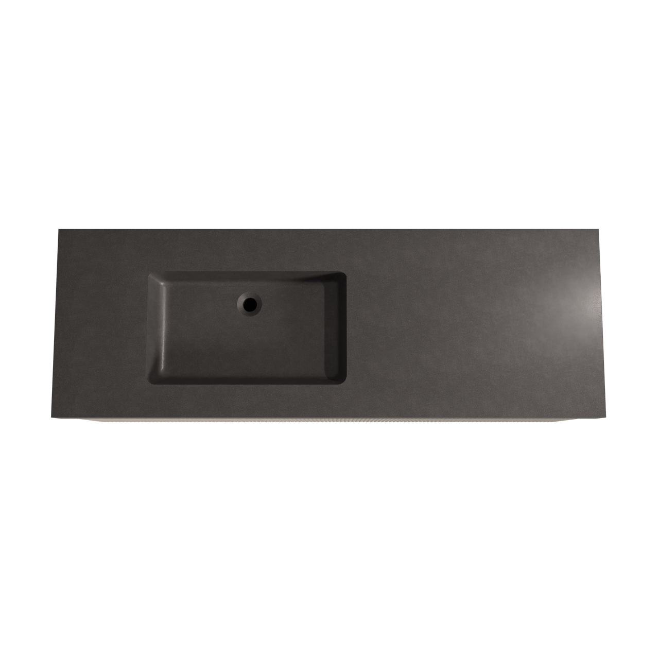 Storke Ribs meuble salle de bains suspendu 150 x 52 cm chêne brut avec Scuro High plan vasque asymétrique à gauche en quartz noir mat, Nervure droite symétrique verticale