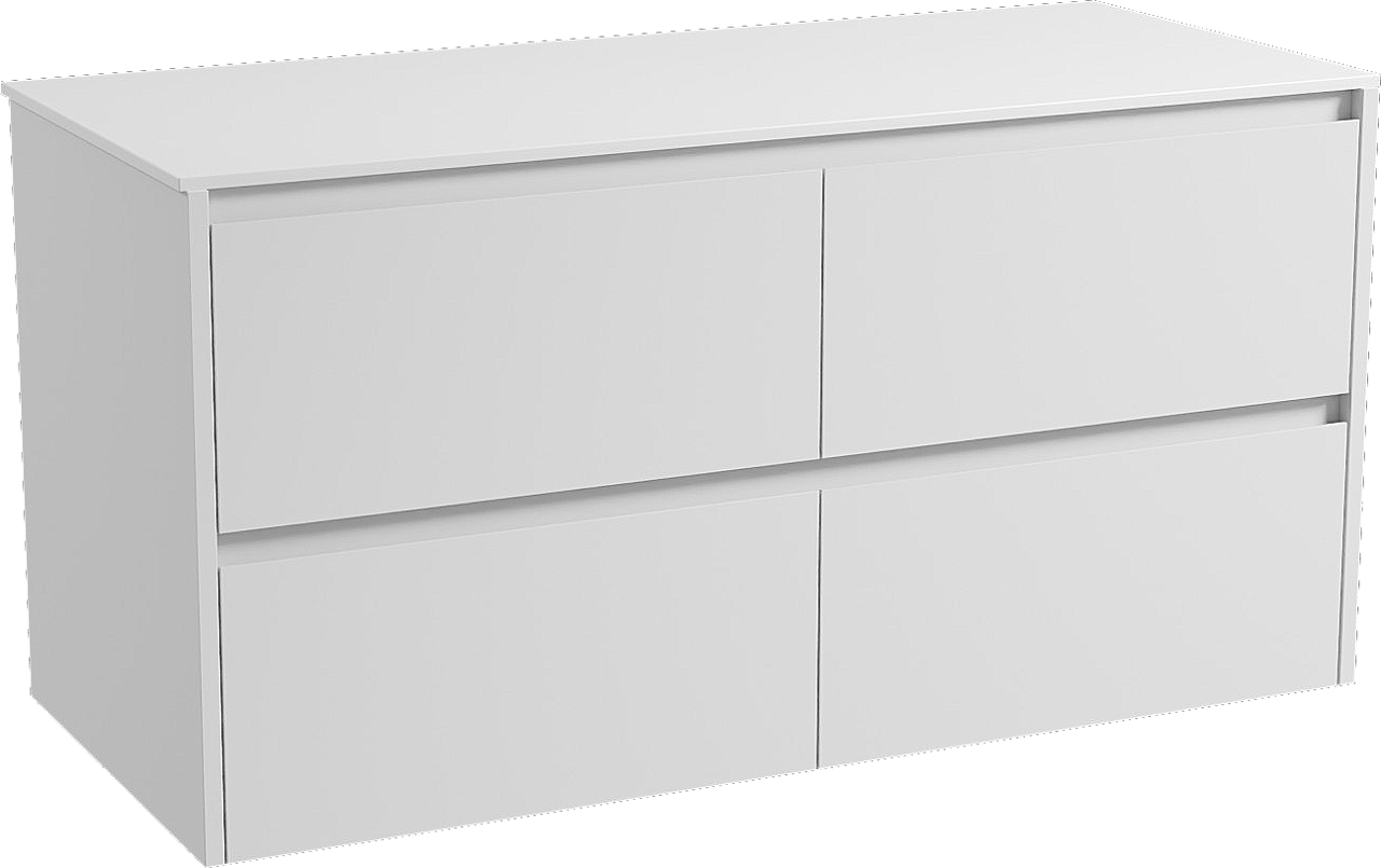 Storke Seda hängendes Möbelstück Set: 120 x 52 cm, Weiß matt, mit Tavola Einzel- oder Doppel Waschtischplatte, Solid Surface Weiß matt