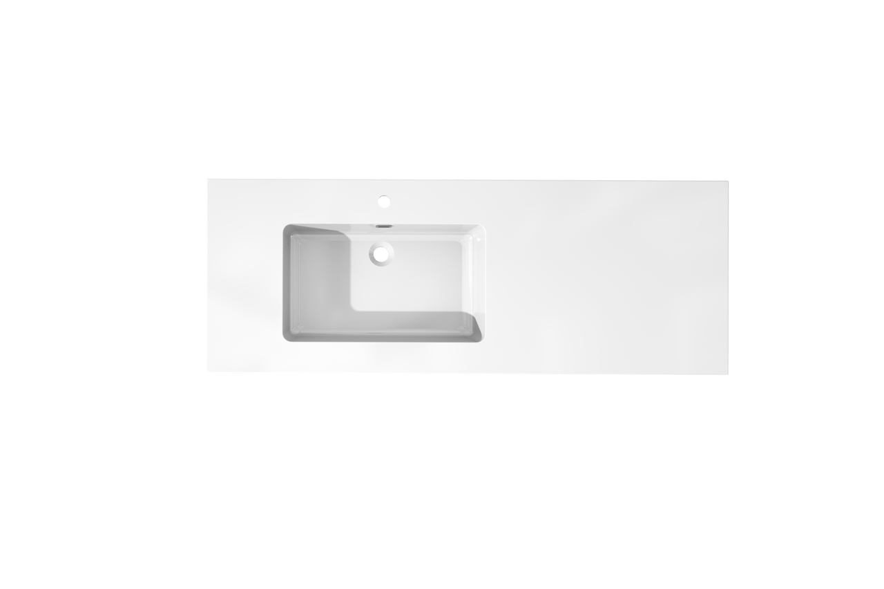 Storke Diva asymmetrisch linkse wastafel glanzend composiet marmer 140 x 52 cm combinatie kast 45 cm