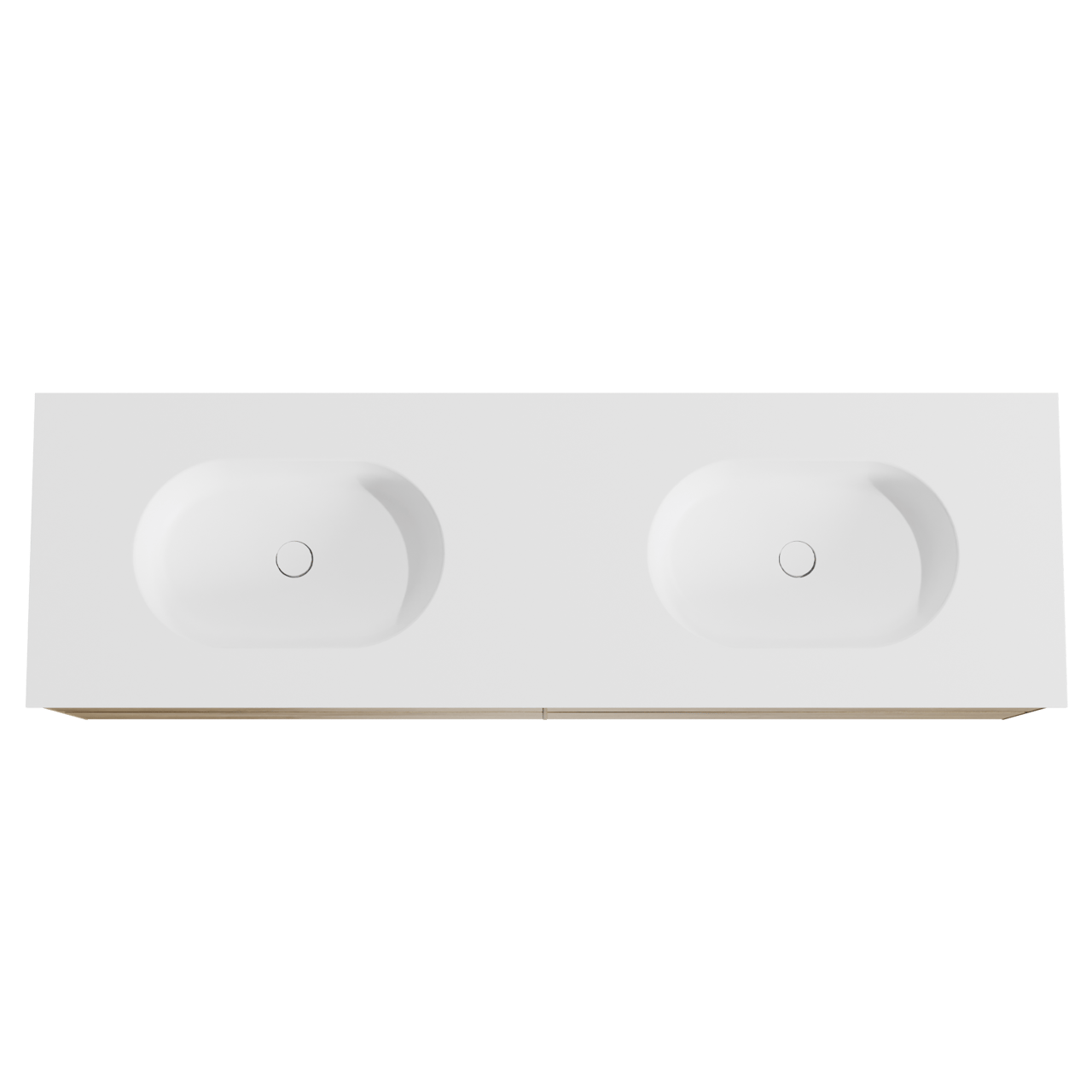 Balmani Mitra meuble salle de bains suspendu 180 x 55 cm chêne brut avec Tablo Oval double vasque en solid surface blanc mat