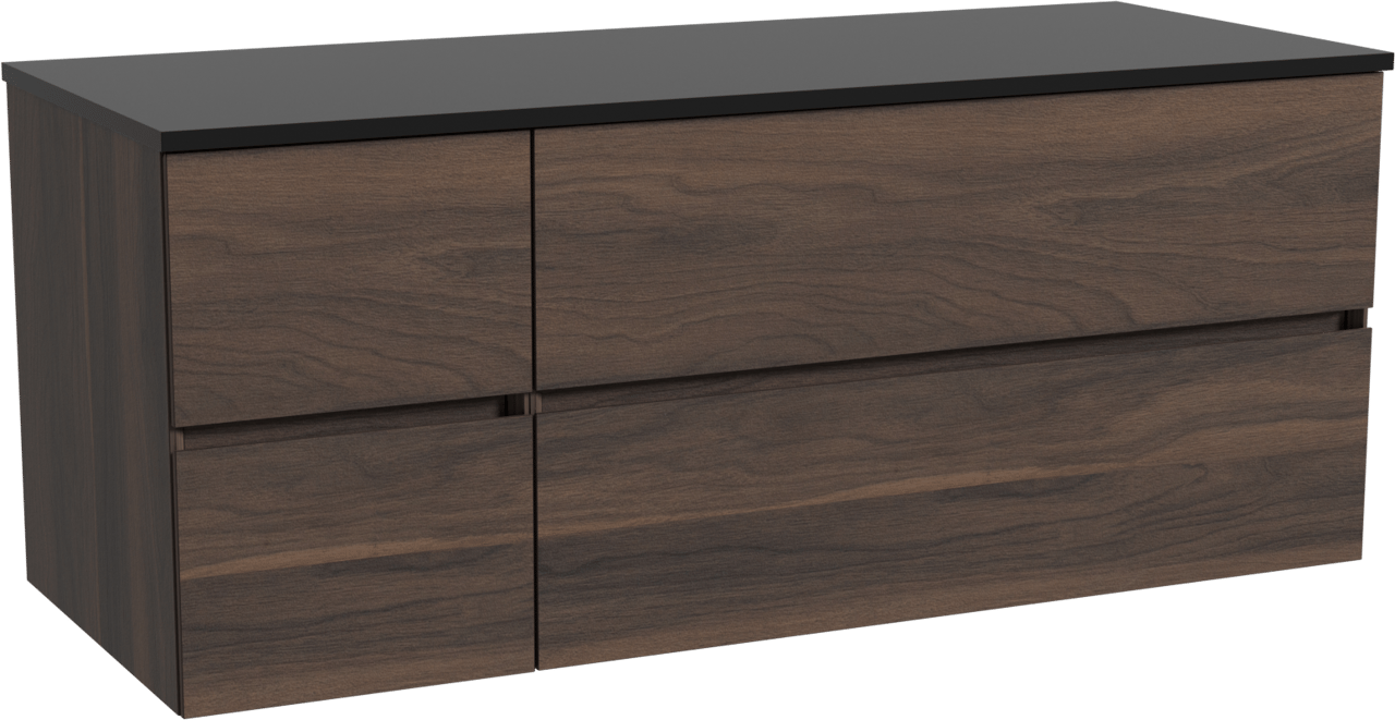 Storke Edge meuble salle de bains suspendu 130 x 52 cm noyer avec Panton tablette simple ou double en mdf enduit de poudre noir mat