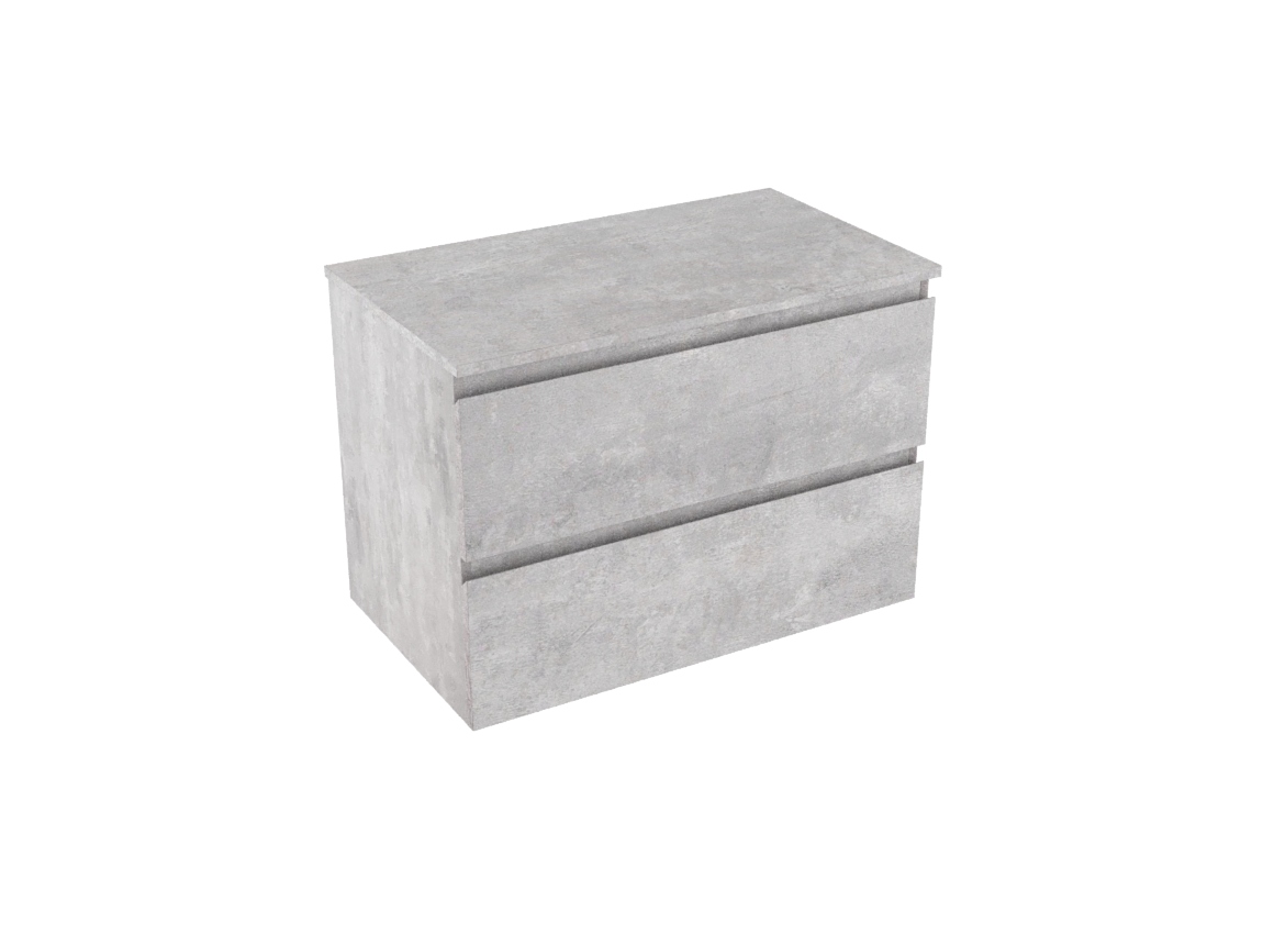 Linie Lado hängendes Möbelstück Set: 80 x 46 cm, Beton dunkelgrau, mit Lado Einzel Waschtischplatte, Melamin Beton dunkelgrau