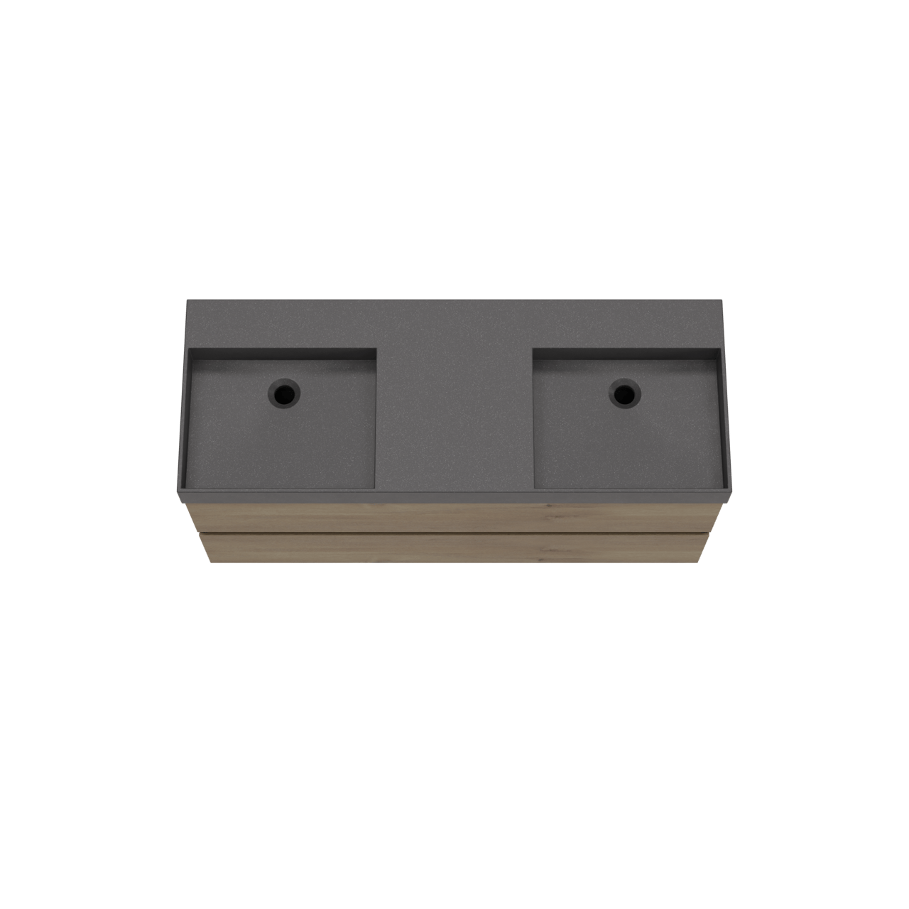 Storke Edge meuble salle de bains suspendu 120 x 46 cm chêne brut avec Jura double vasque en quartz noir mat