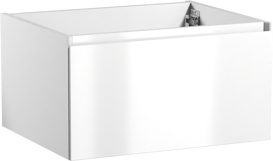 Storke Edge hängender Waschbeckenunterschrank: 65 x 52 cm, Weiß glänzend, 1 Schublade