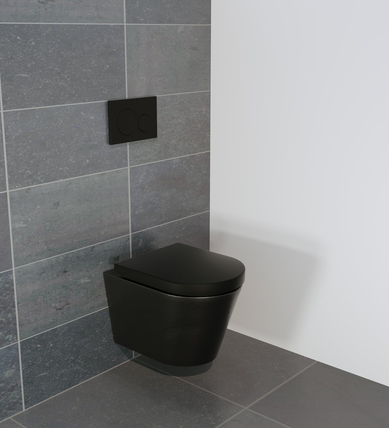 Luca Varess Spirello hangtoilet mat zwart randloos