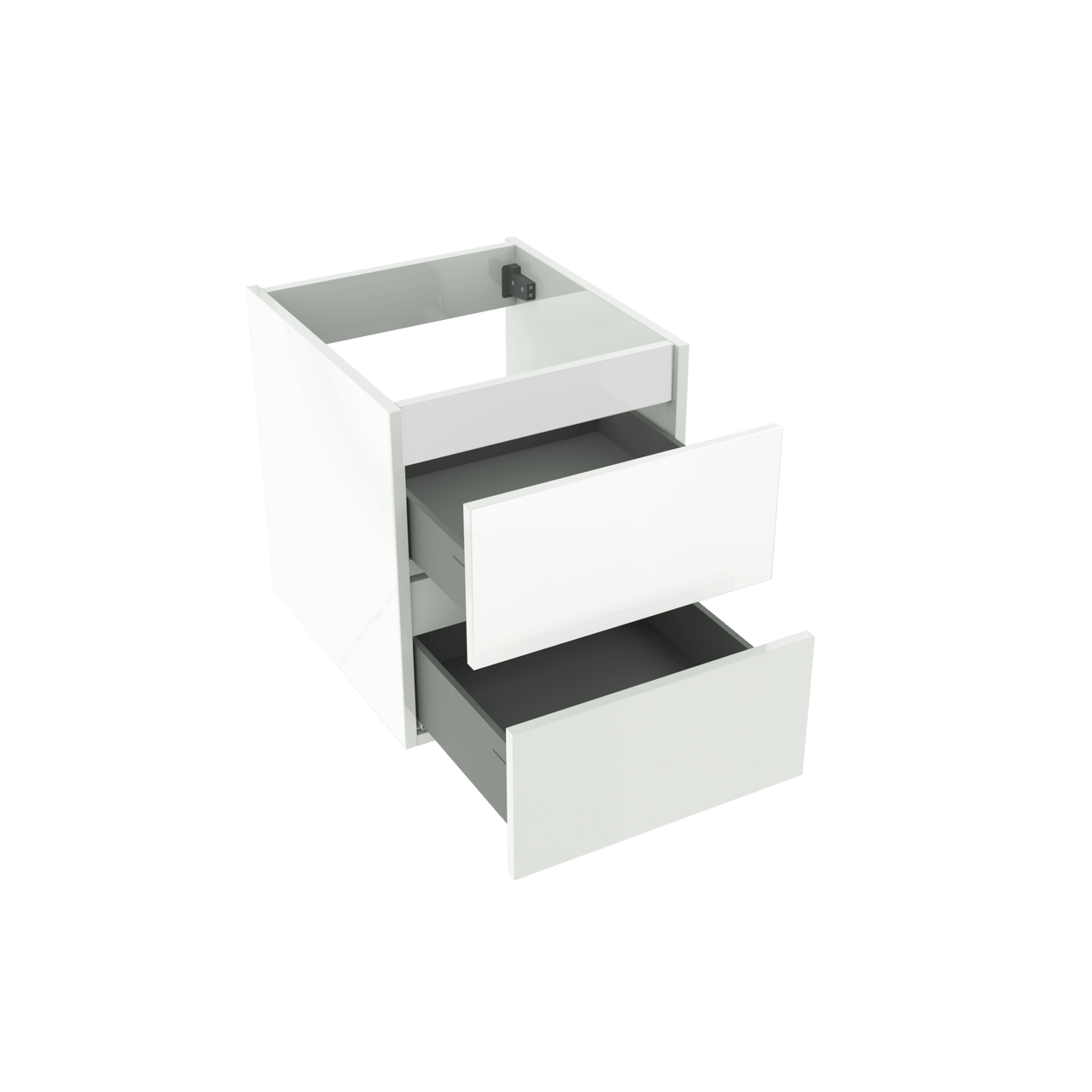 Loft shiny white basin cab. 2 drawers 45cm