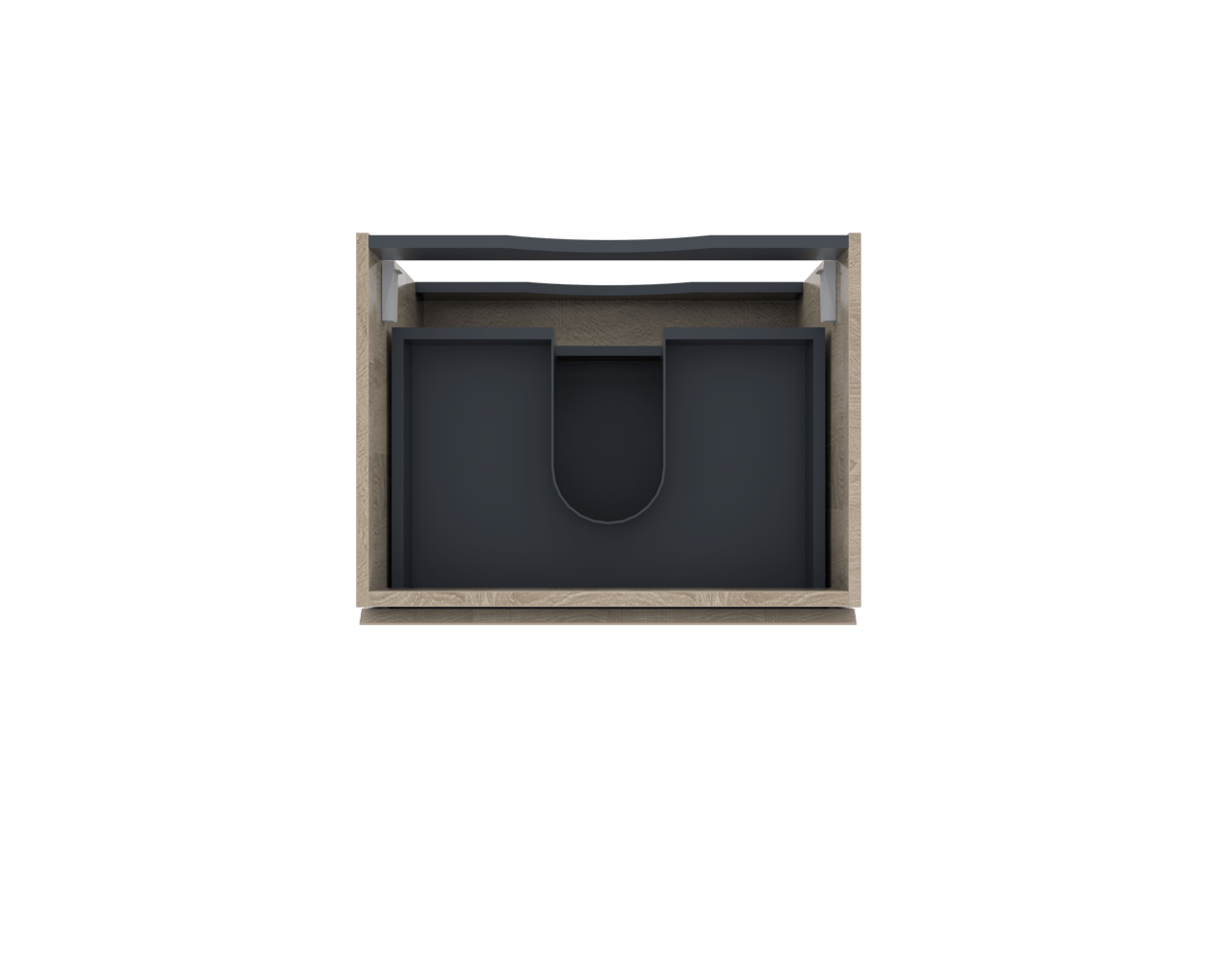 Linie Lado hängender Waschbeckenunterschrank: 60 x 46 cm, Eiche Weiß, 2 Schubladen