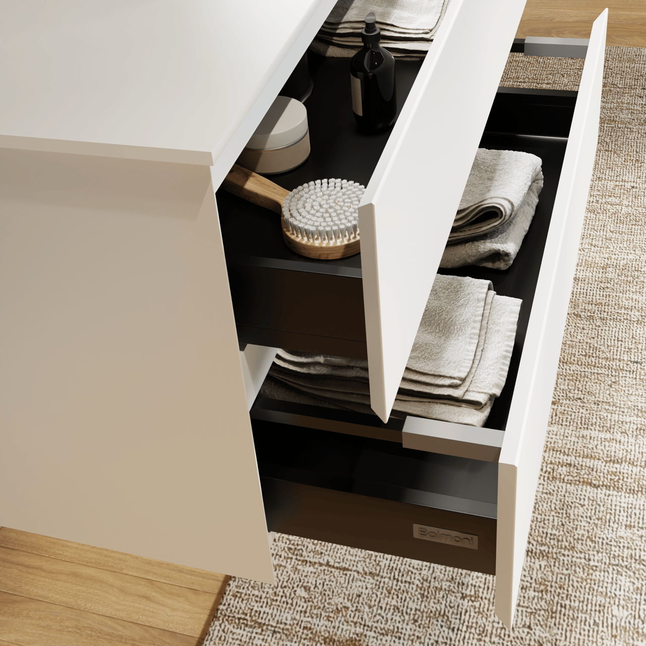 Balmani Mitra meuble salle de bains suspendu 90 x 55 cm blanc mat avec Stretto tablette simple en solid surface blanc mat