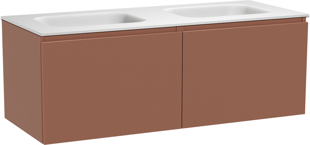 Balmani Sfera hängendes Möbelstück Set: 135 x 55 cm, Cotto, mit Tablo Arcato Doppelwaschtisch, Solid Surface Weiß matt