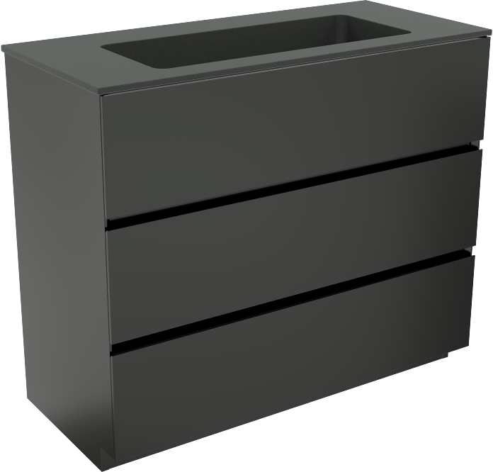 Storke Edge meuble salle de bains à poser 100 x 46 cm noir mat avec Scuro plan simple en quartz noir mat