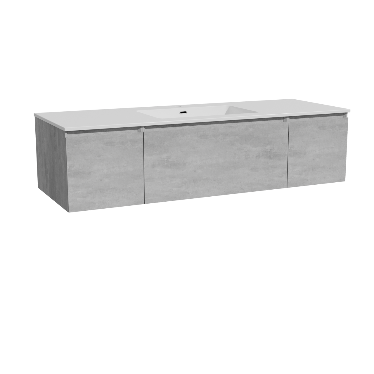 Storke Edge hängendes Möbelstück Set: 145 x 52 cm, Beton dunkelgrau, mit Diva Einzelwaschtisch, Marmorkomposit Weiß glänzend