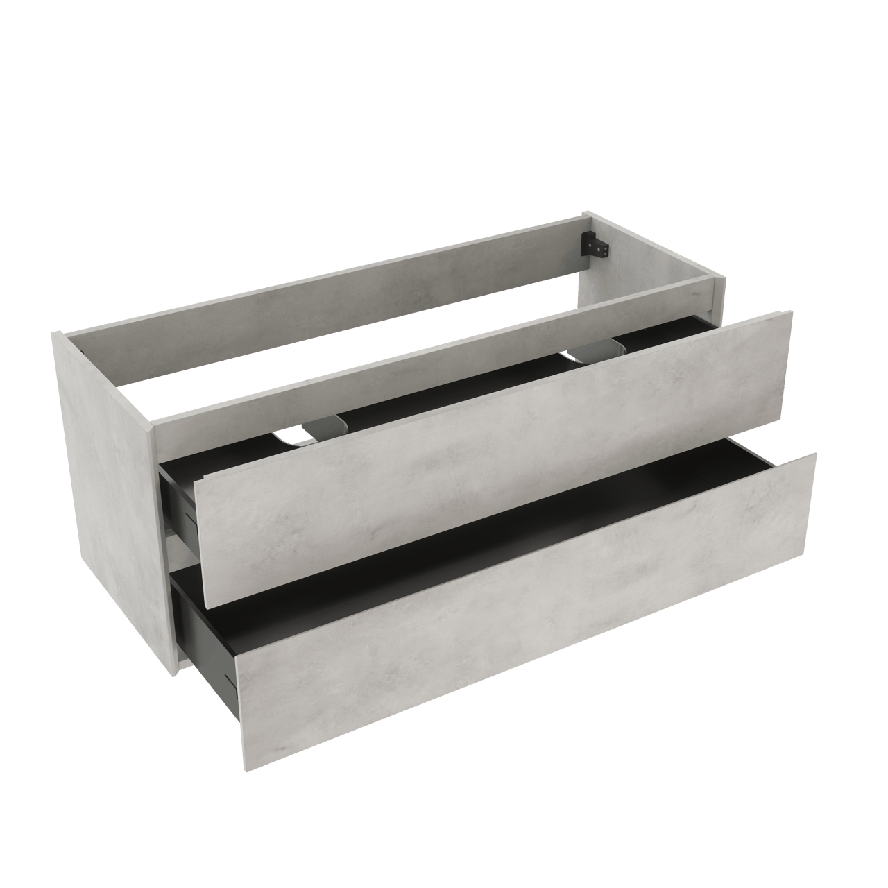 Storke Edge zwevende wastafelonderkast 120 x 46 cm beton zilvergrijs 2 lades 2 sifonuitsparingen