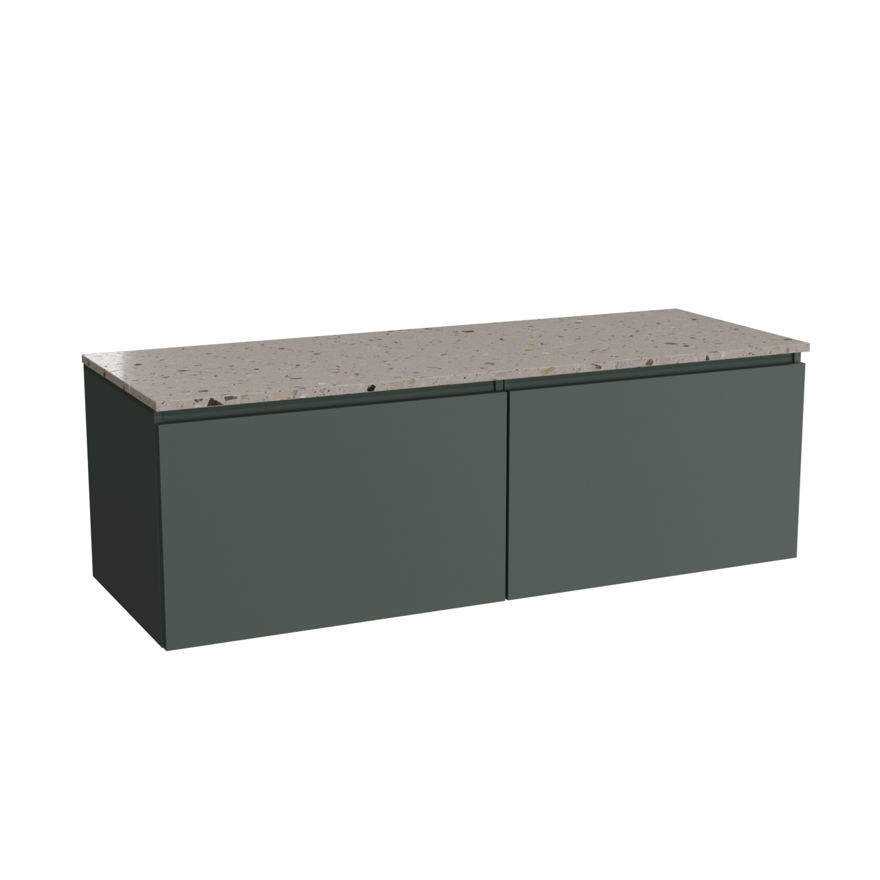 Balmani Sfera meuble salle de bains suspendu 150 x 55 cm forest avec Stretto tablette simple ou double en terrazzo greige terrazzo
