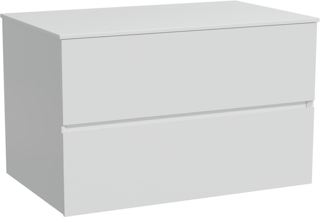 Storke Edge zwevend badmeubel 85 x 52 cm mat wit met Tavola enkel wastafelblad in solid surface mat wit