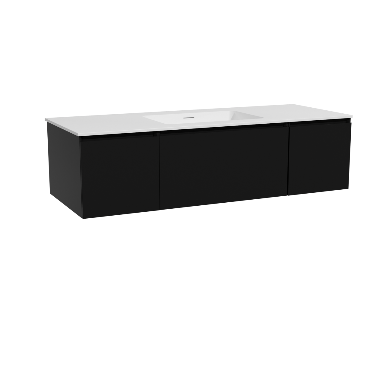 Storke Edge meuble salle de bains suspendu 135 x 52 cm noir mat avec Mata plan simple en solid surface blanc mat