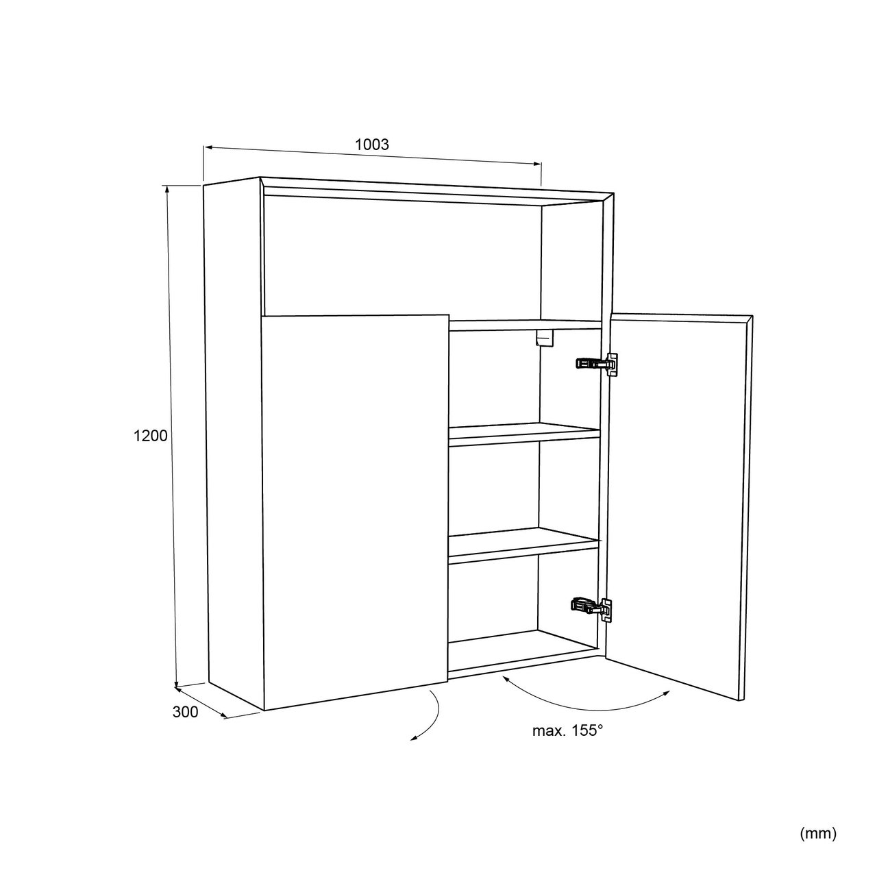 Balmani Idra zwevende badkamerkast steengrijs 100 x 30 x 120 cm
