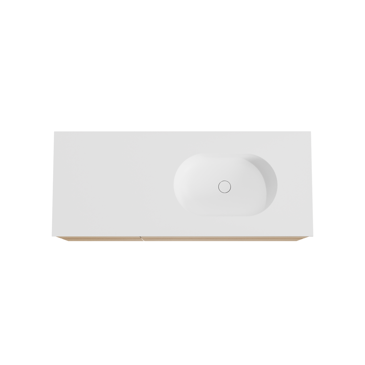 Balmani Mitra meuble salle de bains suspendu 135 x 55 cm chêne naturel avec Tablo Oval vasque asymétrique droite en solid surface blanc mat