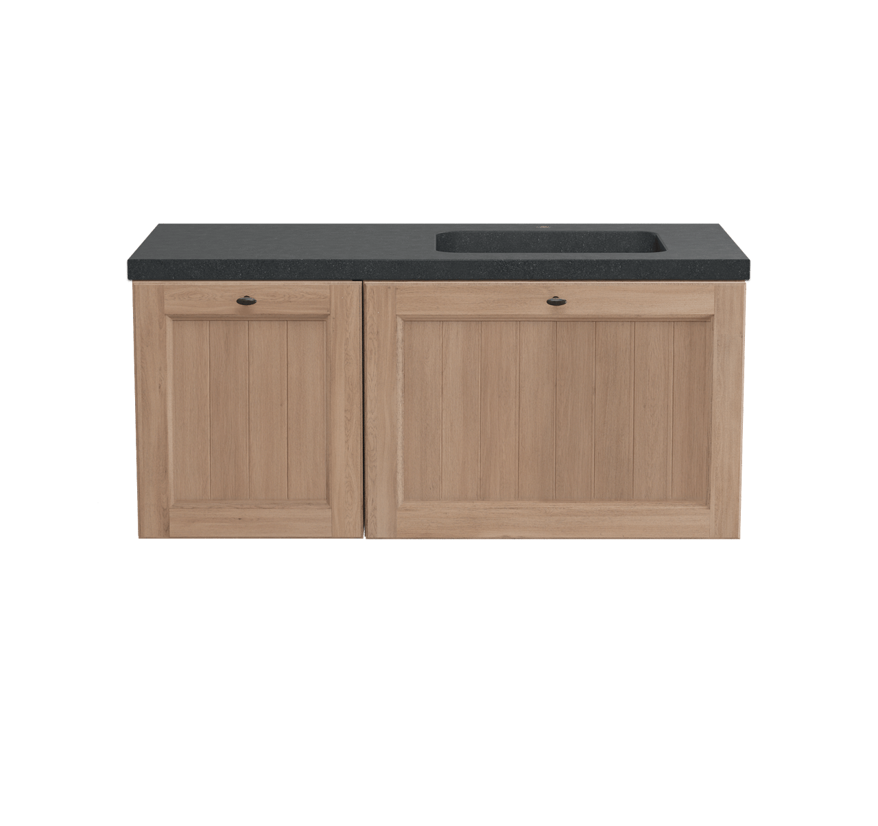 Balmani Lemon meuble de salle de bains suspendu 120 x 55 cm chêne vieilli avec Napoli vasque asymétrique droite en granite aiguisé