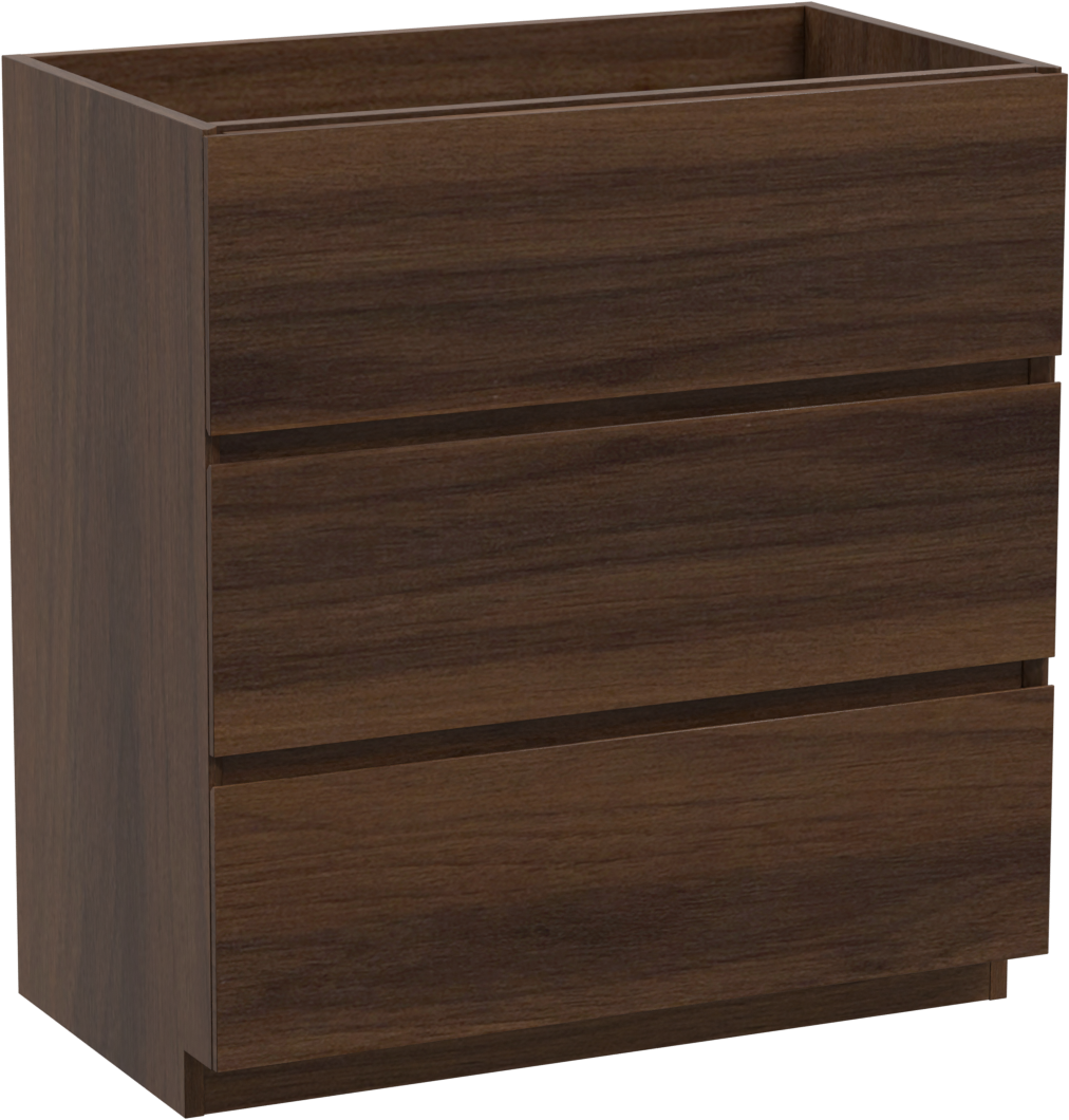 Storke Edge meuble sous-lavabo a poser 80 x 46 cm noyer 3 tiroirs