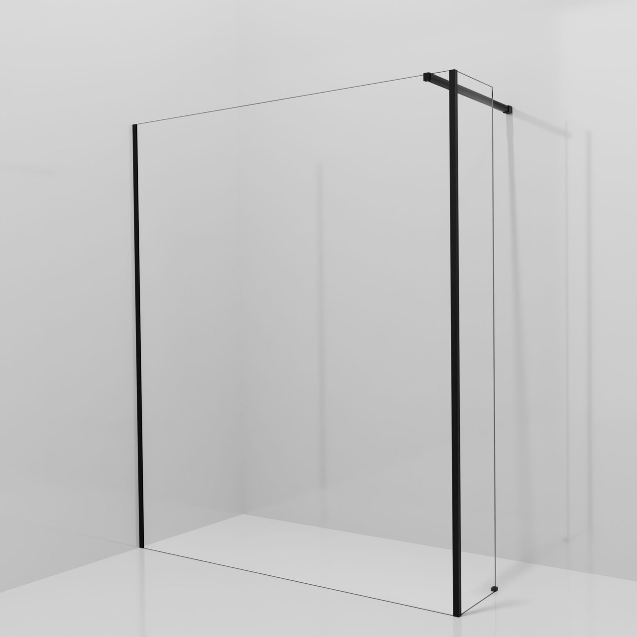 Balmani Modular inloopdouche met vaste zijwand: 170 x 200 cm, Helder glas, Mat zwarte profielen