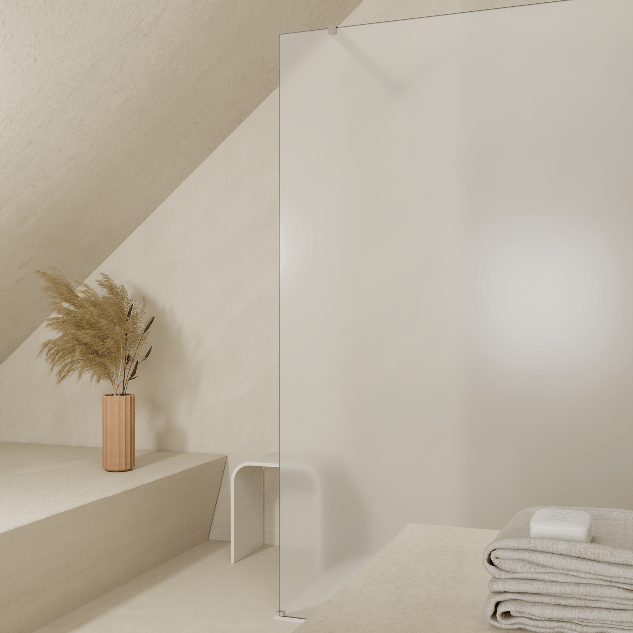 Balmani Modular Walk-In Dusche: 160 x 200 cm, Permafrost, inklusive Coating, Profil Chrom glänzend