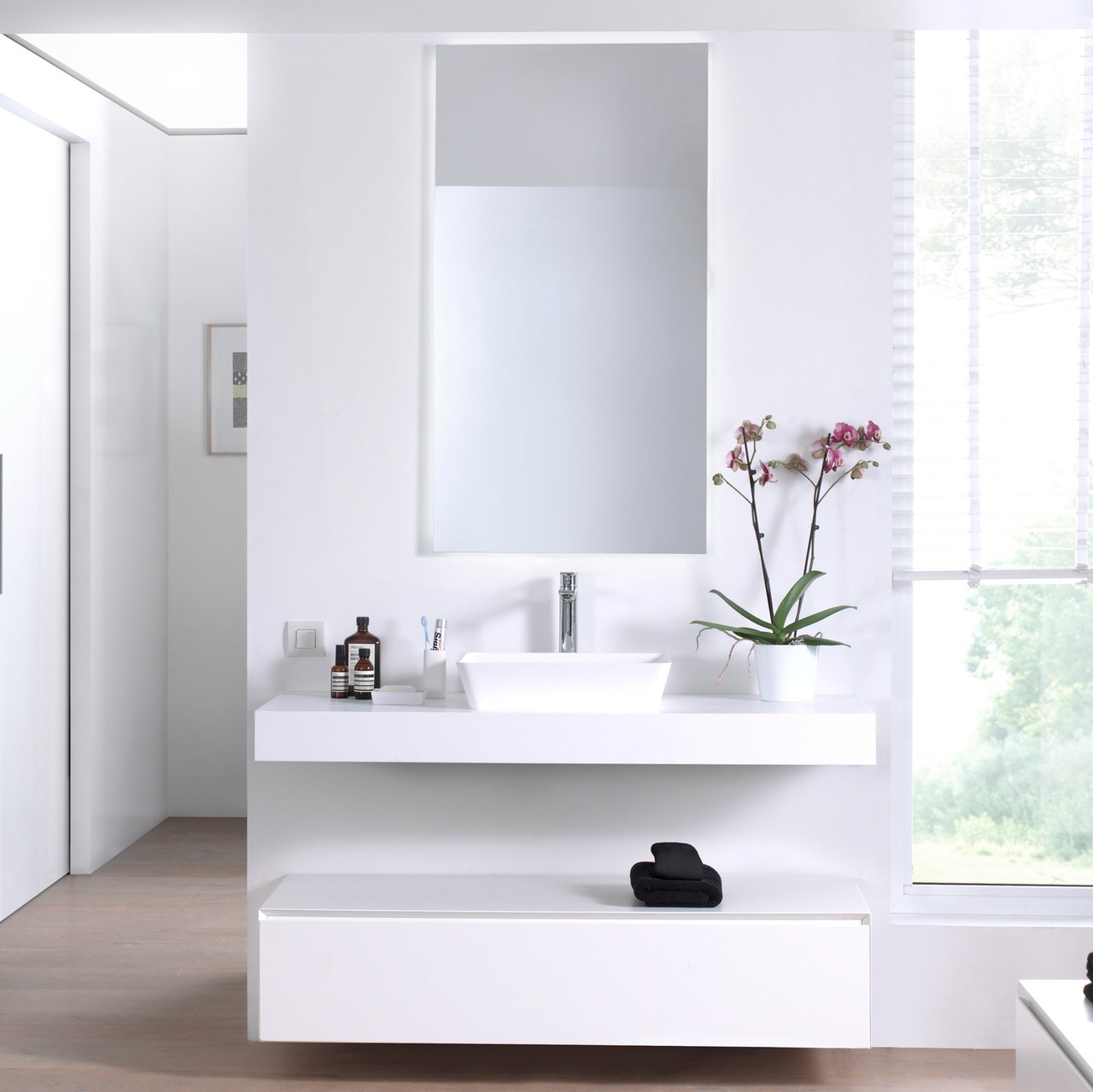 Balmani Dominus Einzel- oder Doppelwaschtischplatte, Solid Surface matt, 135 x 55 cm