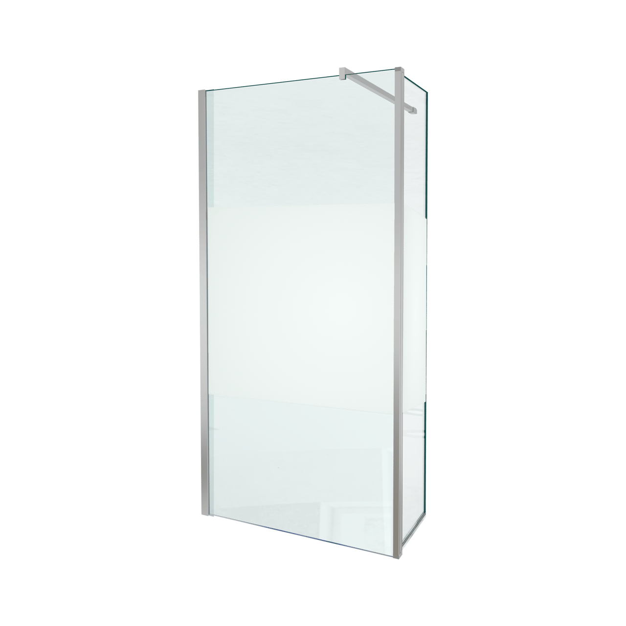 Balmani Move douche à l'italienne avec panneau latéral pivotant 100 x 200 cm verre transparent avec bande mate profil chrome brillant