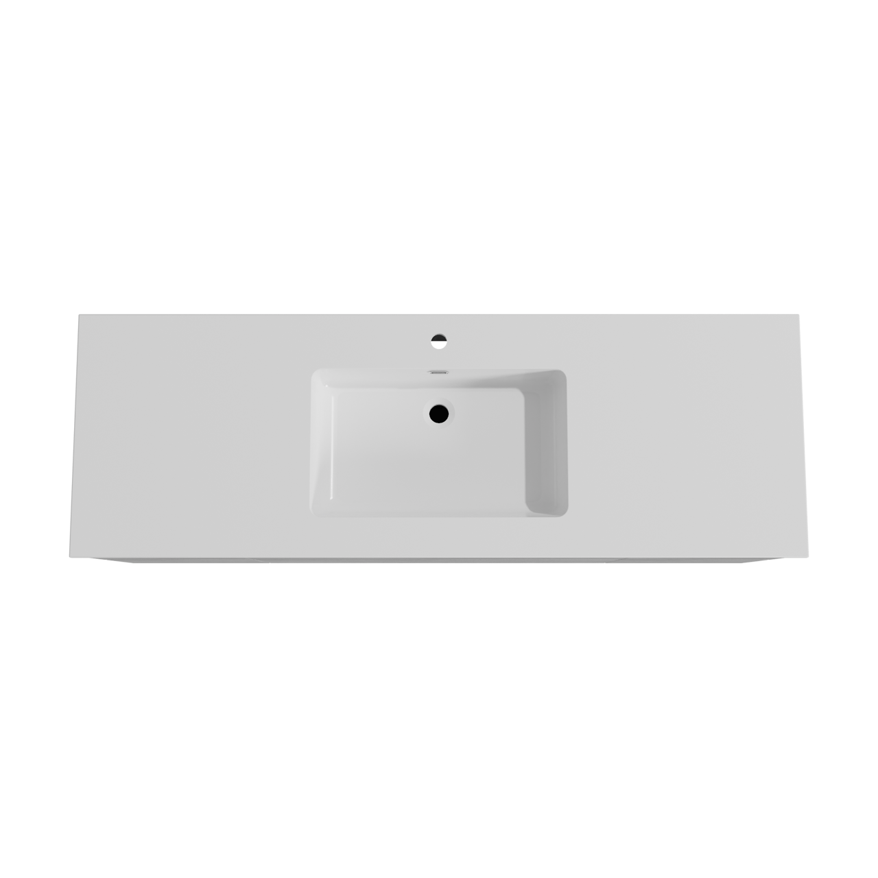 Storke Edge meuble salle de bains suspendu 155 x 52 cm béton gris foncé avec Diva plan simple en marbre composite blanc brillant