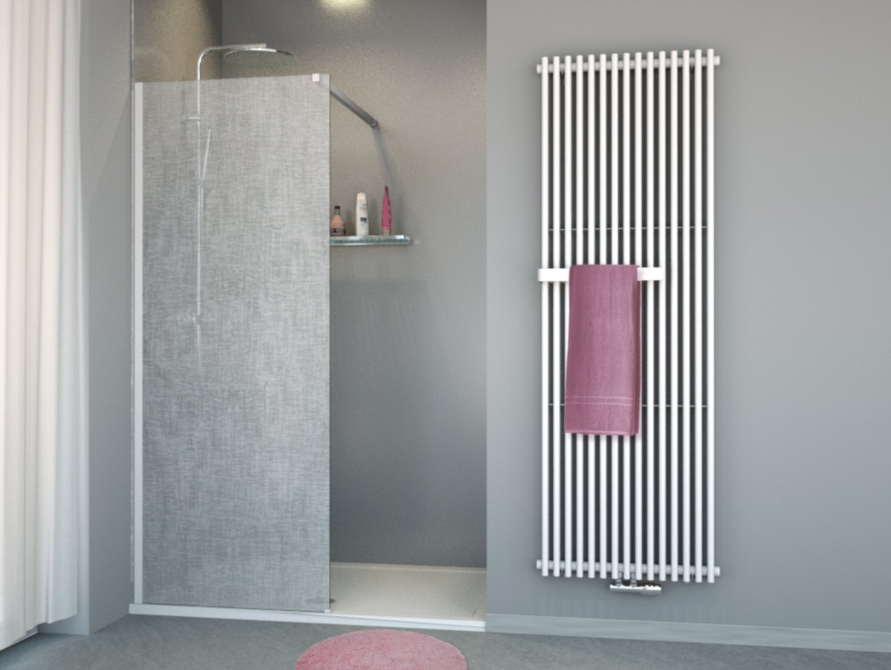 Balmani BMSS Nischendusche 90 x 200 cm, Leinen weiß Glas , Profil weiß matt