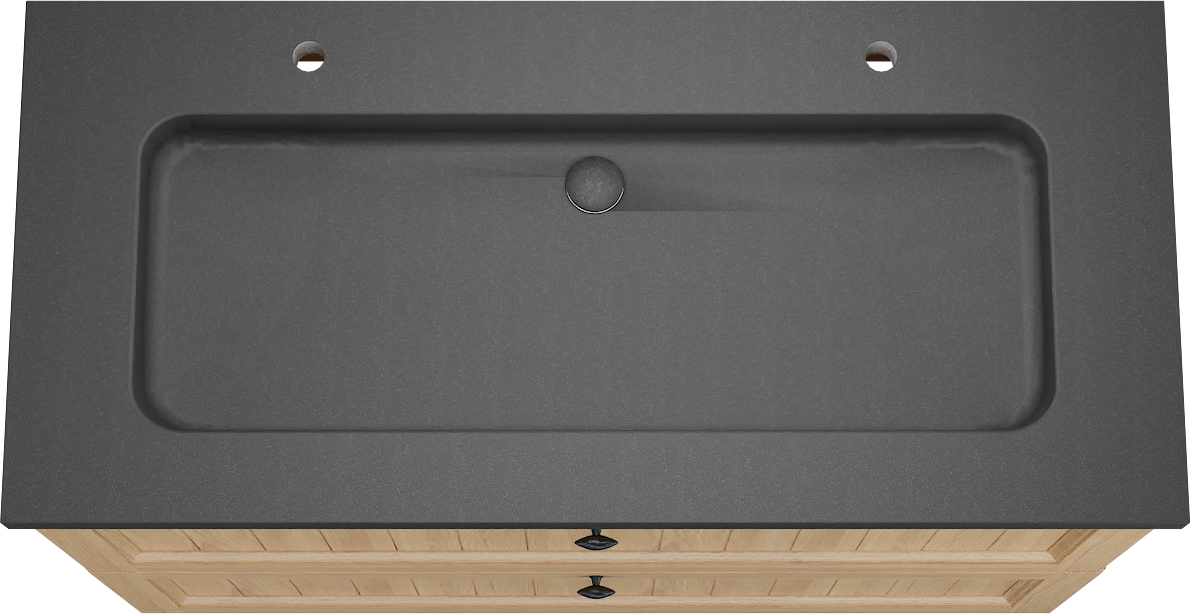 Balmani Lemon meuble salle de bains à poser 120 x 55 cm, placage chêne naturel avec Napoli lavabo simple pour 2 trous de robinet en granit noir